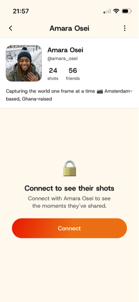 Mirlo profile page showing mutual connection request