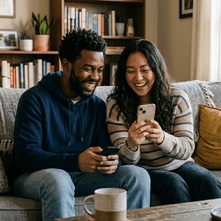 Two friends sharing a moment on Mirlo